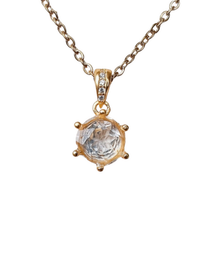 Bergkristal facet rond hanger - s925 zilver