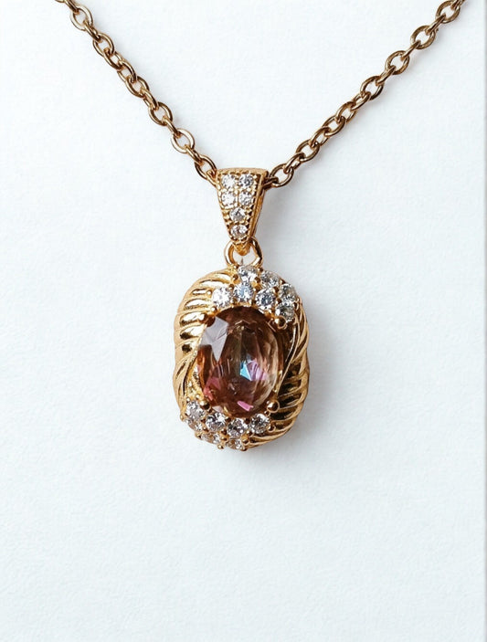 Titanium Aurakwarts edelsteen hanger - s925 verguld goud