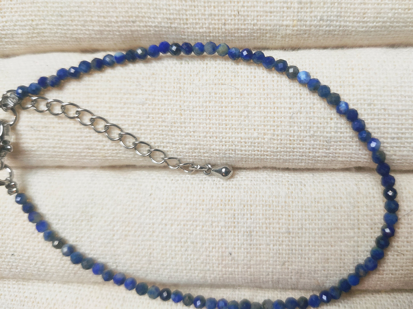 Lapis lazuli edelsteen armband 2 mm - stainless steel