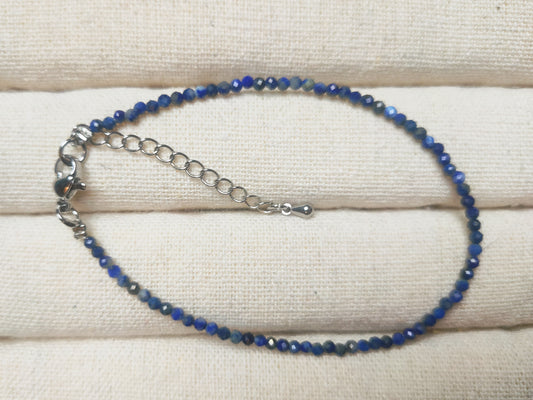 Lapis lazuli edelsteen armband 2 mm - stainless steel
