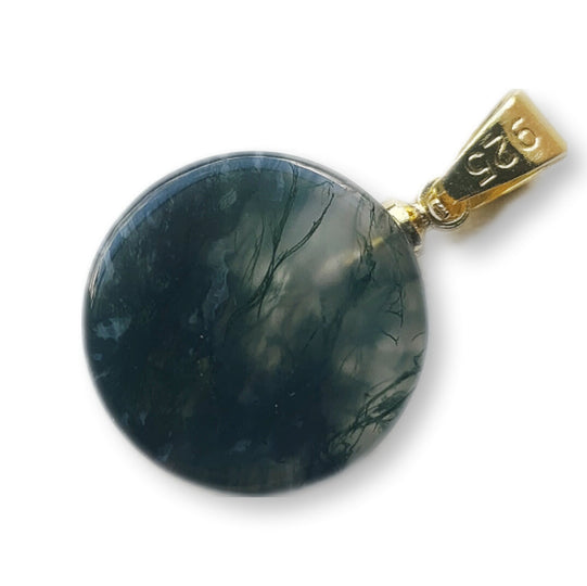 Mos Agaat edelsteen hanger - s925 goud